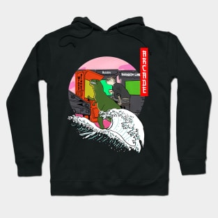 Retro Gaming Machine Dinosaur and cat Hoodie